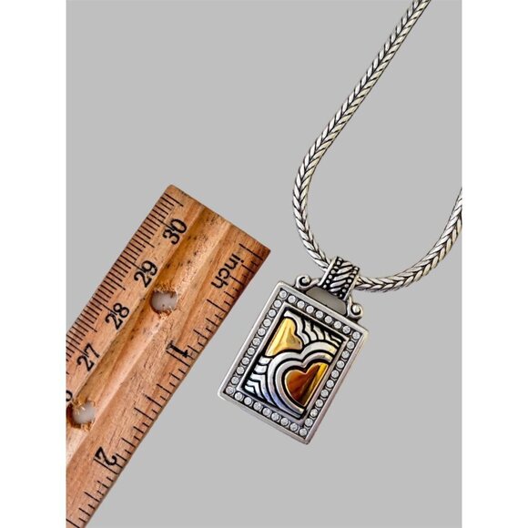 Brighton Two Tone Heart OP Pendant Necklace. excellent condition - Picture 7 of 7